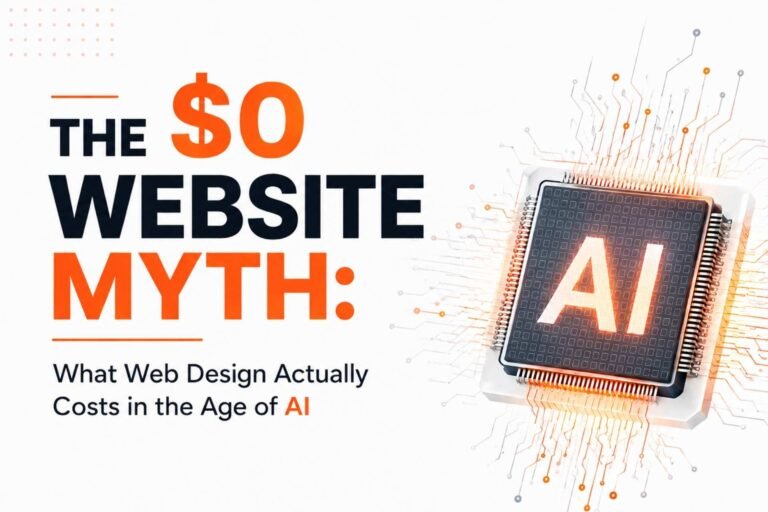AI website cost comparison showing a free website idea and professional web design work