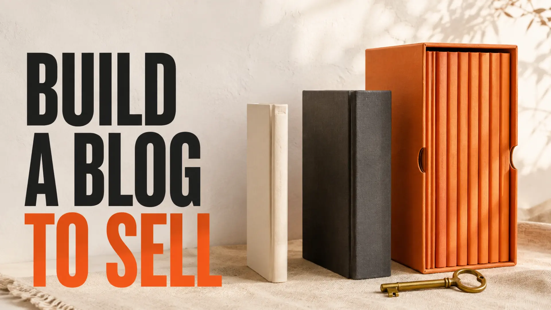 Three-stage publishing archive with a transfer key beside the headline Build a Blog to Sell
