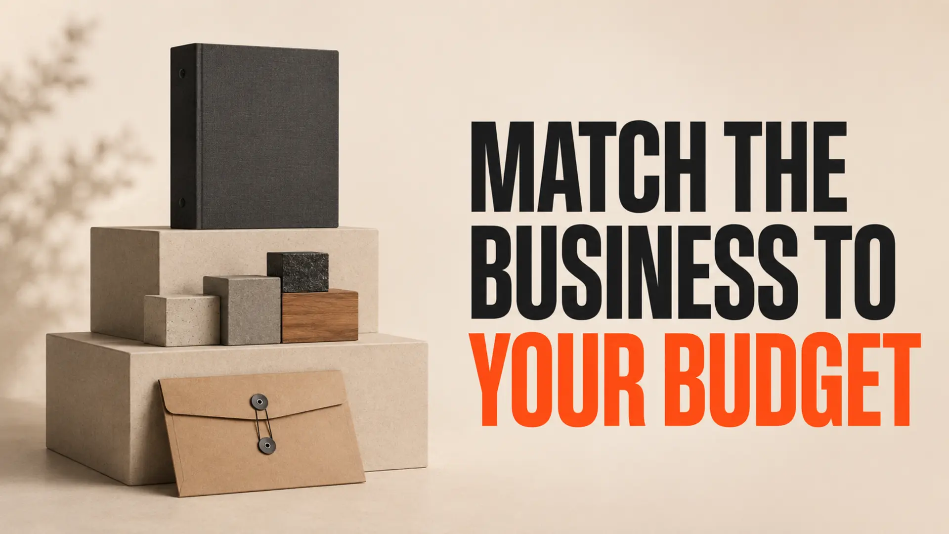 Tiered business planning materials beside the headline Match the Business to Your Budget