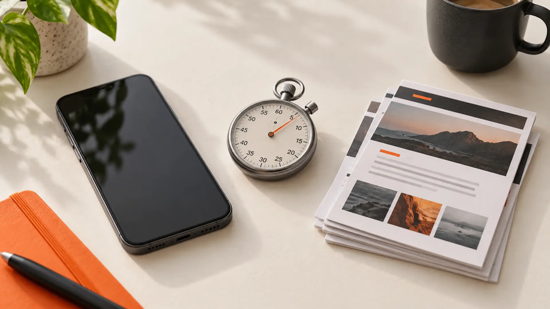 Smartphone and stopwatch representing mobile website speed optimization