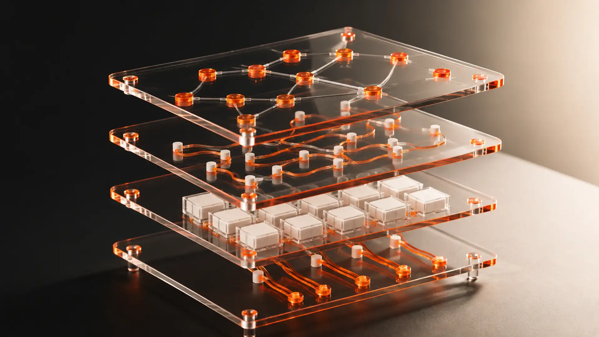 Four modular application layers for interface, business logic, data and operations