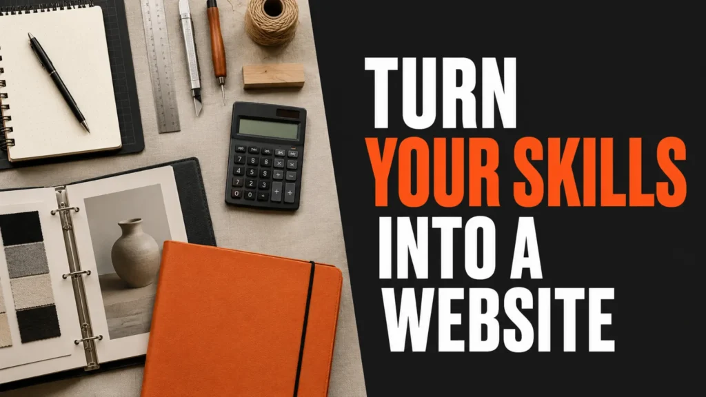 Professional skills toolkit beside the headline Turn Your Skills Into a Website