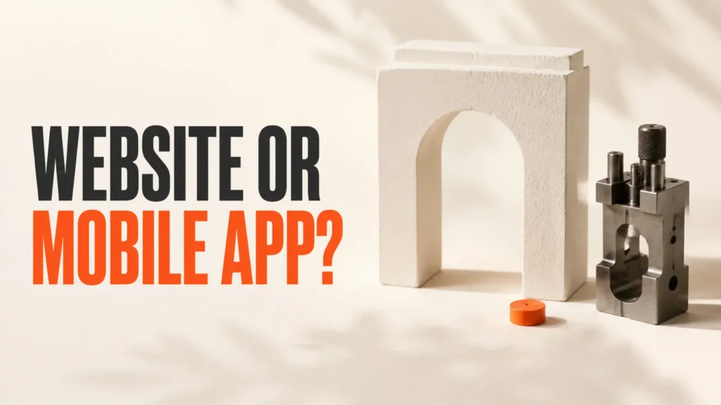 Website gateway and precision tool beside the headline Website or Mobile App